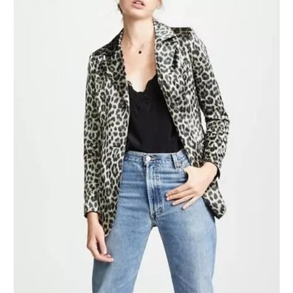 Smythe Original Boyfriend Blazer In Classic Grey Leopard Size 4 - Picture 3 of 11